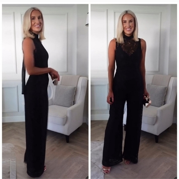 Zara Lace Jumpsuit Wide Black Size XS - Picture 8 of 15